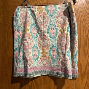 Talbots Green and Pink Mini Pencil Skirt Resort Wear